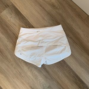 White Lululemon Speed Up Shorts 2.5
